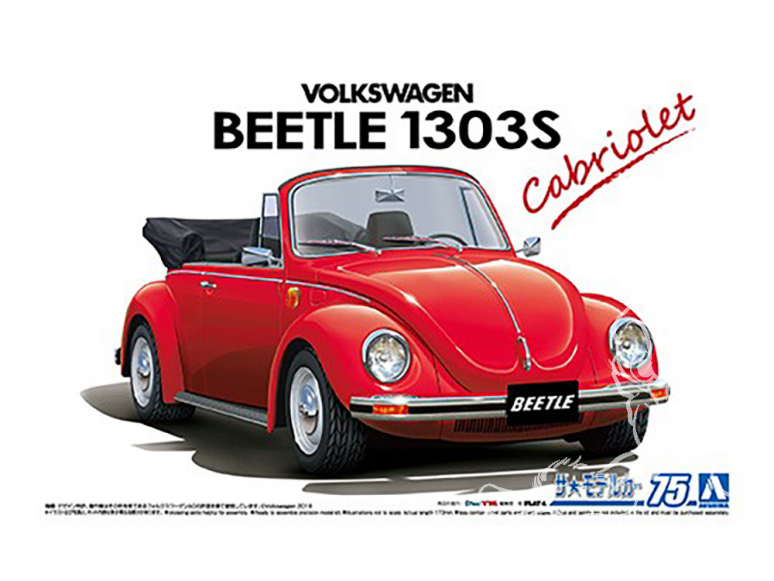 Aoshima maquette voiture 61541 Volkswagen Beetle 1303S Cabriolet 1975 15ADK 1/24