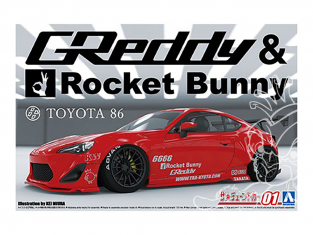 Aoshima maquette voiture 61862 Toyota GT86 GReddy & Rocket Bunny 2012 1/24