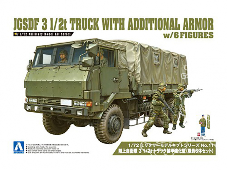 Aoshima maquette militaire 12086 JGSDF 3 1/2t Camion blindé avec 6 figurines 1/72