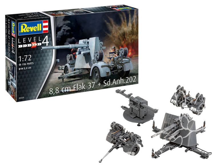 Revell maquette militaire 03325 8,8 cm Flak 37 avec Sd.Anh.202 1/72