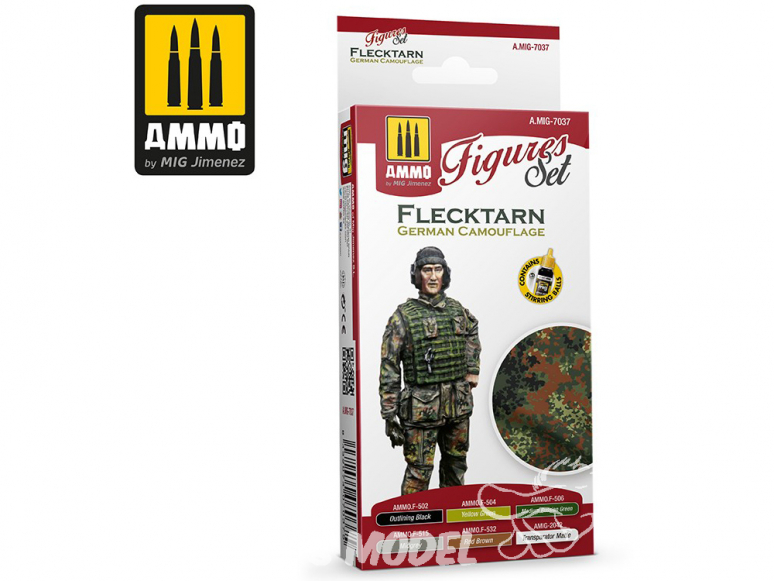 MIG peinture Figurines 7037 Set Camouflage uniformes Allemand Flecktarn 6 x 17ml