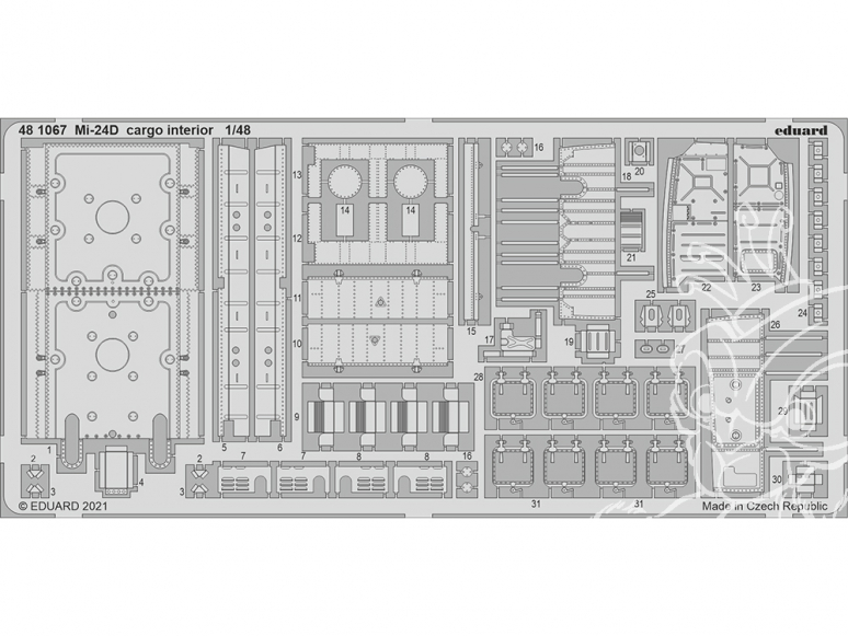 EDUARD photodecoupe hélicoptère 481067 Intérieur cargo Mi-24D Eduard 1/48