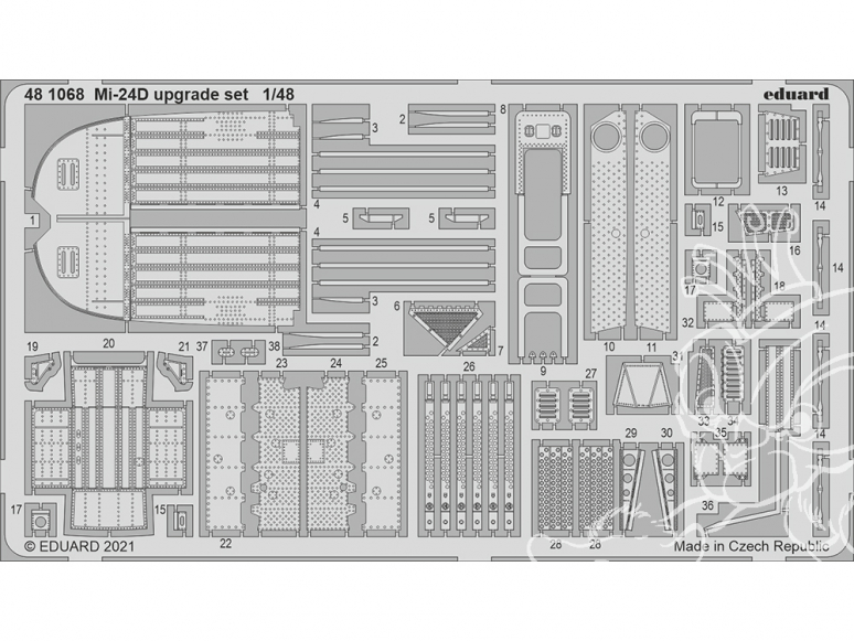 EDUARD photodecoupe hélicoptère 481068 Set amélioration Mi-24D Eduard 1/48