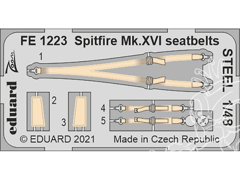 EDUARD photodecoupe avion FE1223 Harnais métal Spitfire Mk.XVI Eduard 1/48