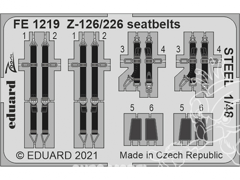 EDUARD photodecoupe avion FE1219 Harnais métal Z-126/226 Eduard 1/48