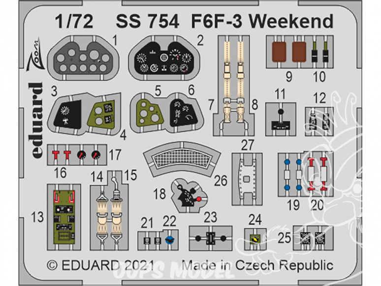 Eduard photodecoupe avion SS754 Zoom amélioration F6F-3 WeekEnd Eduard 1/72