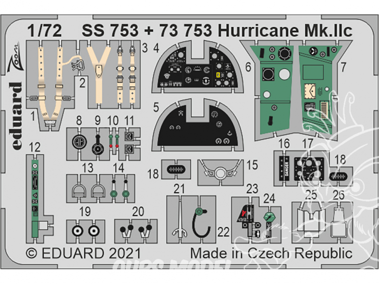 Eduard photodecoupe avion SS753 Zoom amélioration Hurricane Mk.IIc Zvezda 1/72