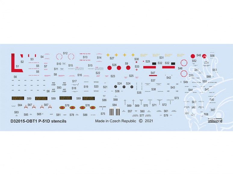 Eduard Decalques avion D32015 Marquages - Stencils P-51D Revell / Tamiya 1/32