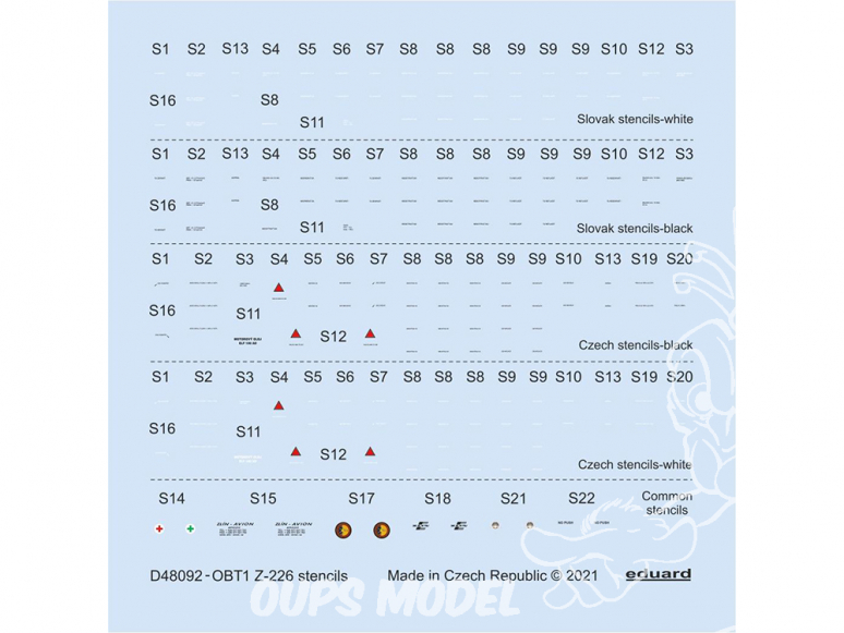 Eduard Decalques avion D48092 Marquages / Stencils Z-226 Eduard 1/48