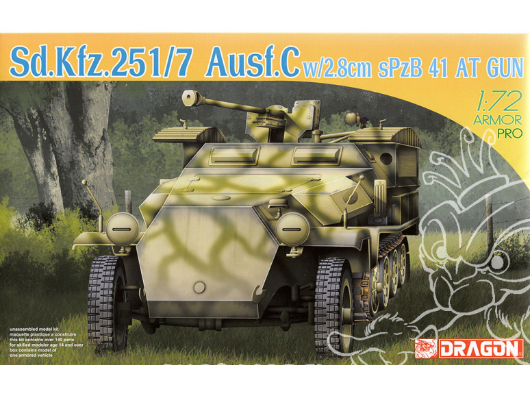 Dragon maquette militaire 7315 Sd.Kfz.251/7 Ausf.C w/2.8cm Spzb 41 AT Gun 1/72