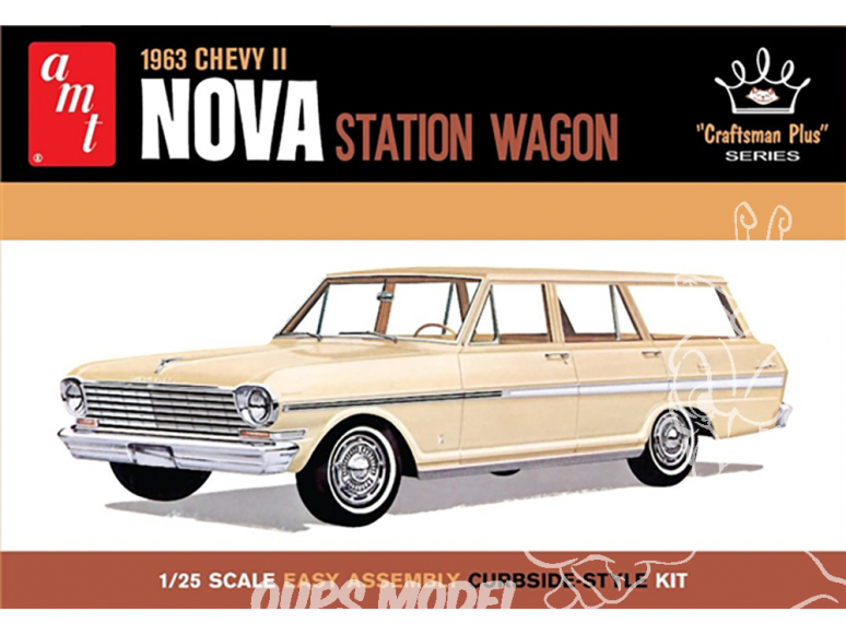 AMT maquette voiture 1202 1963 Chevy II Nova Station Wagon "Craftsman Plus Series" 1/25
