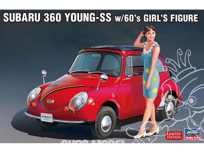 Hasegawa maquette voiture 52291 Subaru 360 Young SS avec figurine d'une filles des années 60 1/24