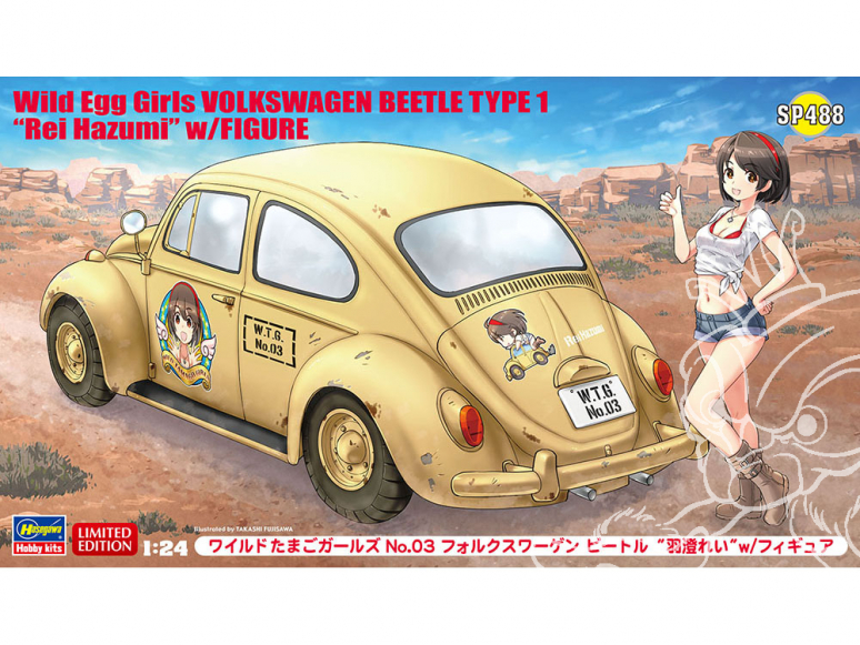 Hasegawa maquette voiture 52288 Wild Egg Girls No.03 Volkswagen Beetle "Hasumi Rei" avec figurine et accessoires 1/24
