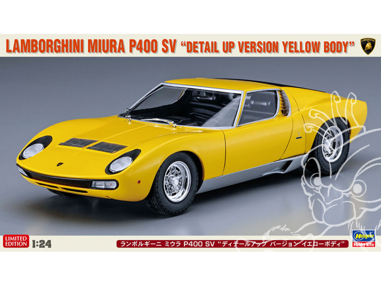 Hasegawa maquette voiture 20511 Lamborghini Miura P400 SV "Version détaillée jaune" 1/24