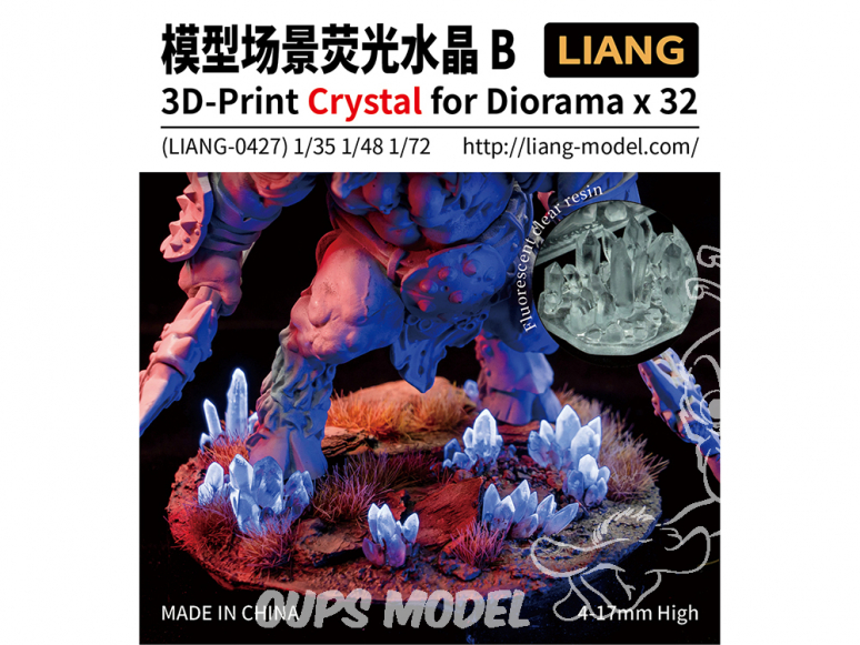 Liang Model 0427 Accessoires Crystal 3D pour diorama Set B x32 Hauteur 4 - 17mm 1/35 1/48 1/72