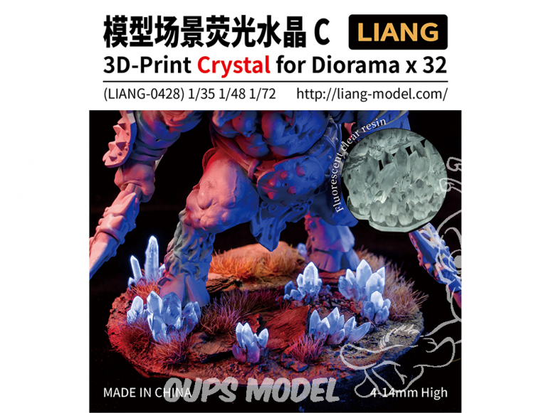 Liang Model 0428 Accessoires Crystal 3D pour diorama Set C x32 Hauteur 4 - 14mm 1/35 1/48 1/72