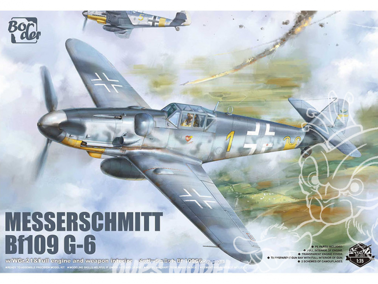 Border model maquette avion BF-001 Messerschmitt Bf109 G-6 avec WGr.21 & Moteur complet Edition Limitée 1/35
