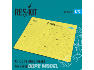 ResKit kit d'amelioration Avion RSM72-0001 С-130 Masques de peinture pour kit Zvezda 1/72