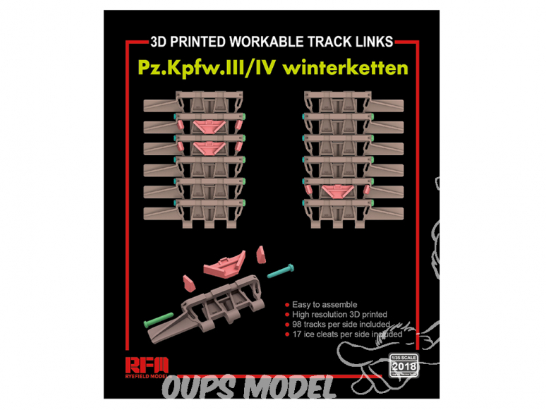 Rye Field Model maquette militaire 2018 Chenilles maillon par maillon Pz.Kpfw.III/IV Winterketten 1/35