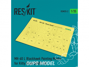 ResKit kit d'amelioration Helico RSM35-0002 MH-60L Blackhawk Peinture Masques pour Kitty Hawk 50005 1/35