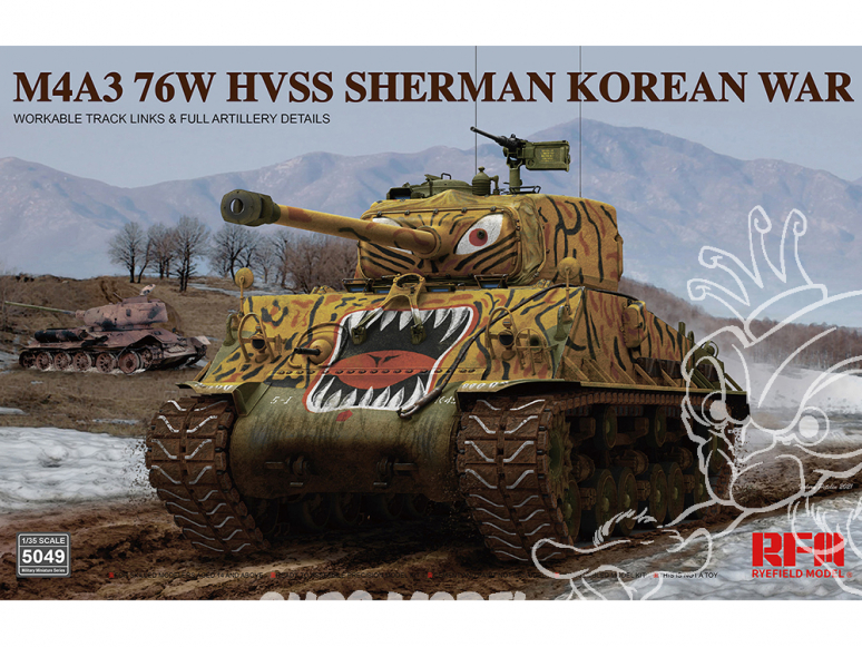 Rye Field Model maquette militaire 5049 M4A3 76W HVSS Sherman Guerre de Corée 1/35