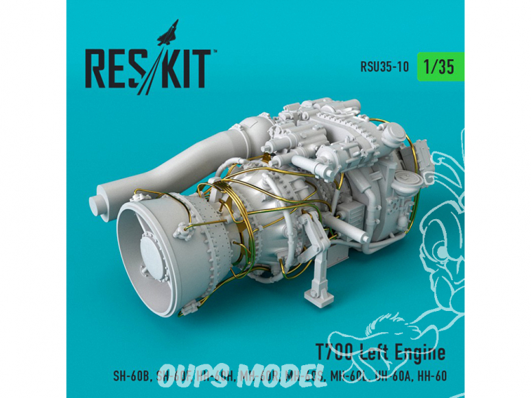 ResKit Kit RSU35-0010 Moteur gauche T700 (SH-60B, SH-60F, HH-60H, MH-60R, MH-60S, MH-60L, UH-60A, HH-60) 1/35