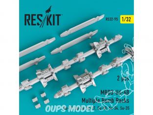 ResKit kit RS32-0095 MBD3-U6-68 Multiple Bomb Racks (2 pcs) pour Su-17, Su-24, Su-30, Su-34, Su-35 1/32