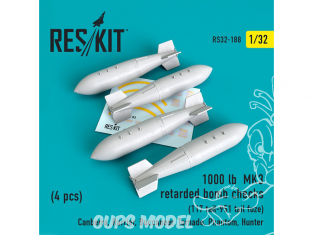 ResKit kit RS32-0188 1000 lb MK3 retarded bomb checks (117 tail-951 tail fuze) (4 pcs) 1/32