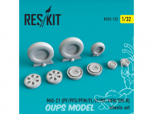 ResKit kit d'amelioration avion RS32-0122 Ensemble de roues MiG-21PF/PFM/PFS/PFL/FL/M/MF/MFK/MFN/SM/R 1/32