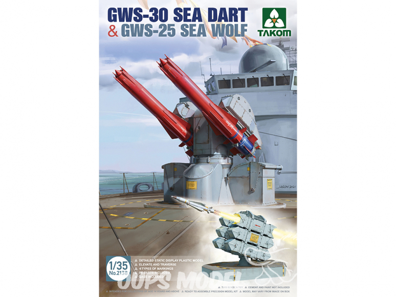 Takom maquette militaire 2138 GWS-30 Sea Dart & GWS-25 Sea Wolf 1/35