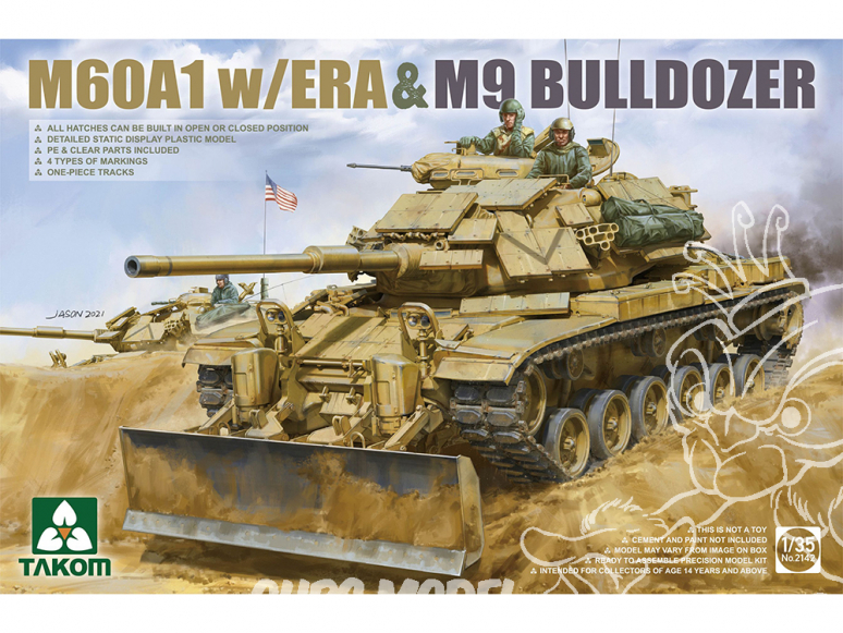 Takom maquette militaire 2142 M60A1 w/ERA & M9 Bulldozer 1/35