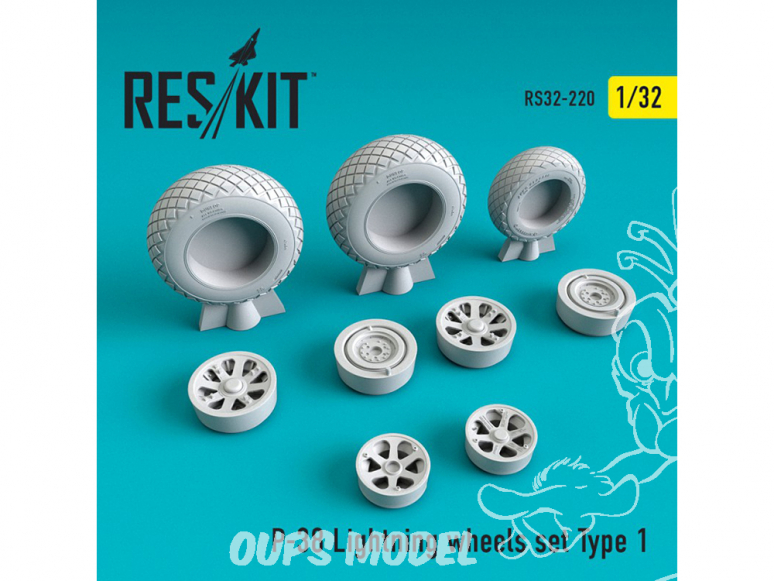 ResKit kit d'amelioration avion RS32-0220 Ensemble de roues pour P-38 Lightning Type 1 1/32