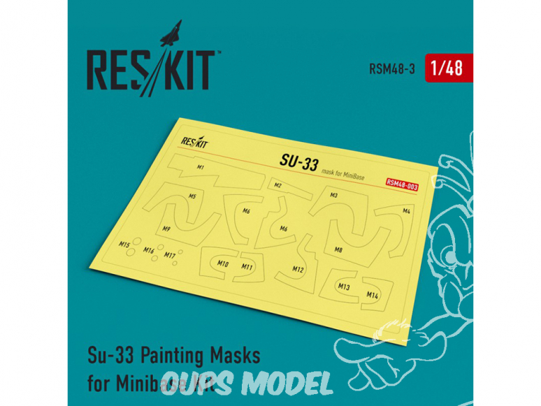 ResKit kit d'amelioration Avion RSM48-0003 Masques de peinture Su-33 pour kit Minibase 1/48