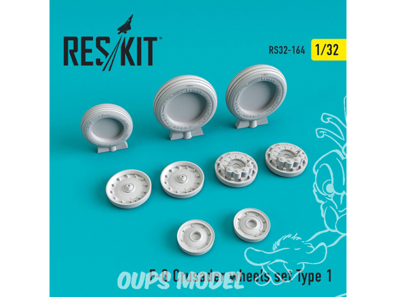 ResKit kit d'amelioration Avion RS32-0164 Ensemble de roues F-8 Crusader Type 1 1/32