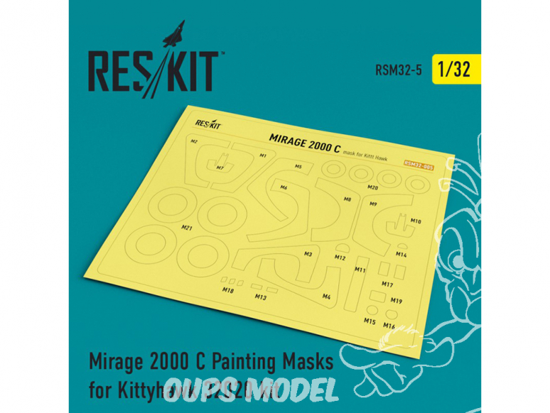 ResKit kit d'amelioration avion RSM32-0005 Masques de peinture Mirage 2000 C pour Kittyhawk 32020 1/32