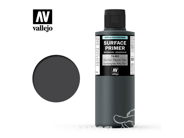 Vallejo Surface Primer 74.603 Appret acrylique Polyuréthane Gris Allemand Panzer RAL7021 200ml