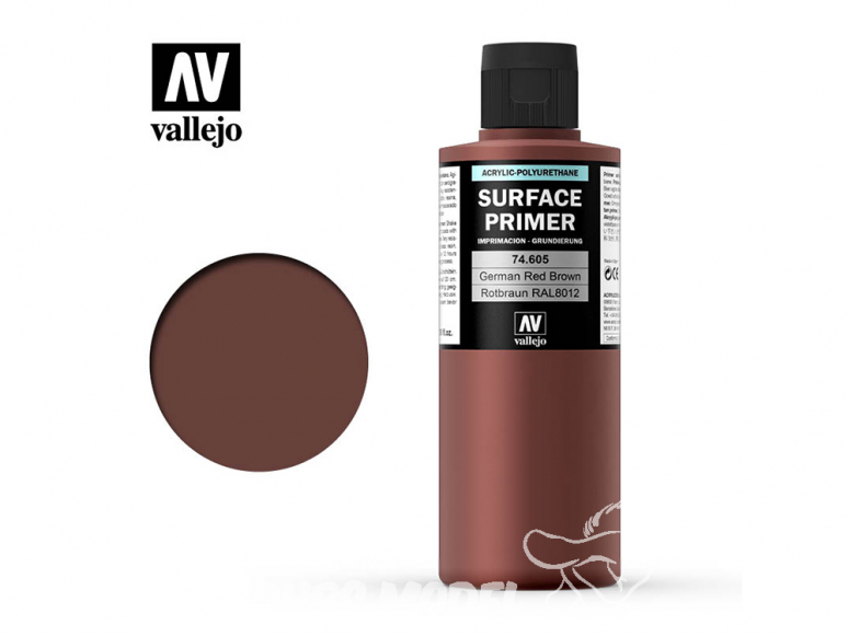 Vallejo Surface Primer 74.605 Appret acrylique Polyuréthane Rouge brun Allemand RAL8012 200ml