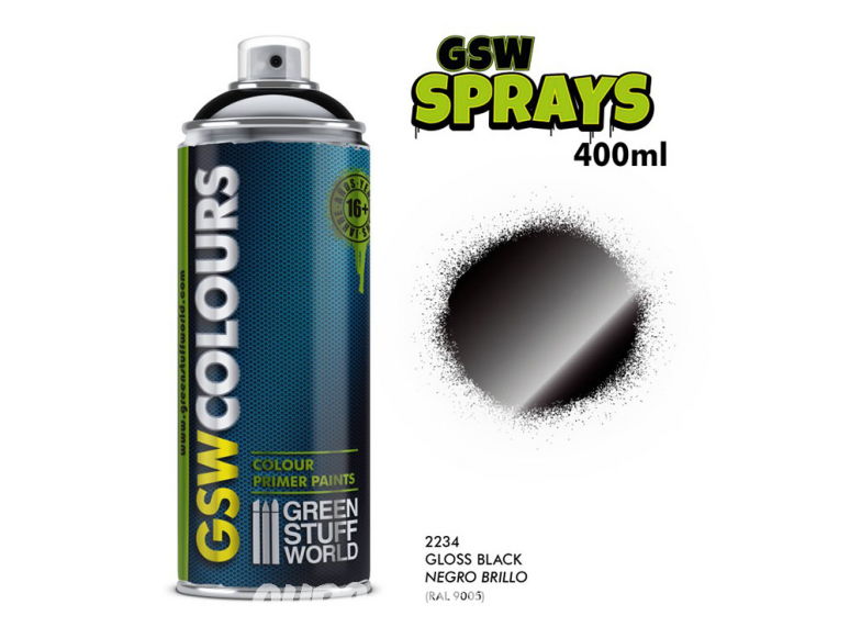 Green Stuff 505931 Apprêts bombe Noir Brillant 400ml