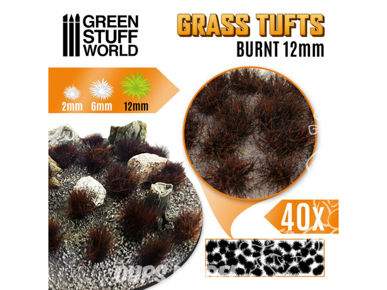 Green Stuff 501673 Touffes d'herbe XL 12mm Auto-Adhésif BRULE