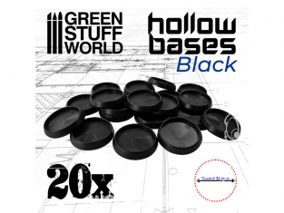 Green Stuff 504018 Socles en plastique noir avec CREUX 32mm