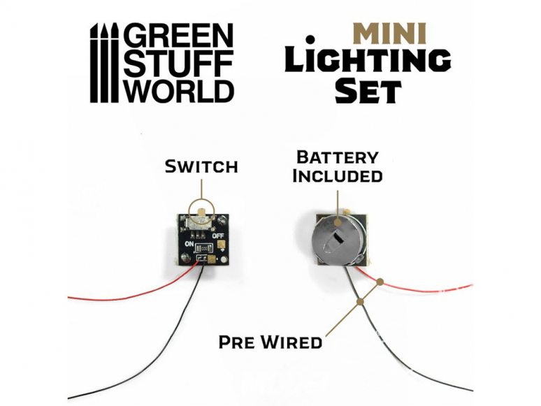 Green Stuff 502076 Mini kit d'éclairage avec interrupteur et pile CR927