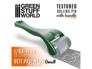 Green Stuff 509946 Rouleau texturé avec poignée Petit Dallage Carré (28-32mm) 1/64-1/48