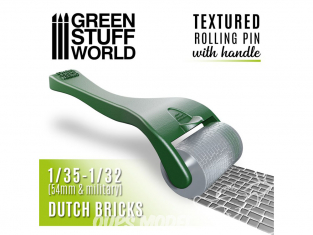 Green Stuff 509892 Rouleau texturé avec poignée BRIQUES hollandaise 54mm et militaire 1/35-1/32