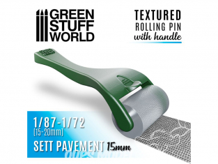 Green Stuff 509939 Rouleau texturé avec poignée Dallage Carré 15mm (15-20mm) 1/87-1/72