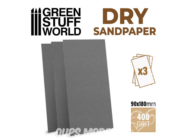 Green Stuff 501970 Papier de verre a sec 180x90mm DRY Grain 400