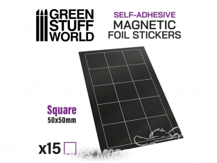 Green Stuff 503516 Feuille magnétique 15 Carrés de 50x50mm