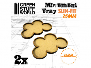 Green Stuff 504308 Plateaux de Mouvement MDF 25mm x 5 Skirmish