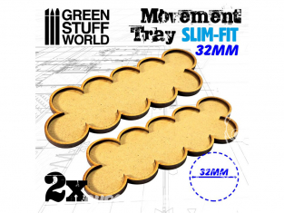 Green Stuff 504278 Plateaux de Mouvement MDF 32mm x10 Skirmish