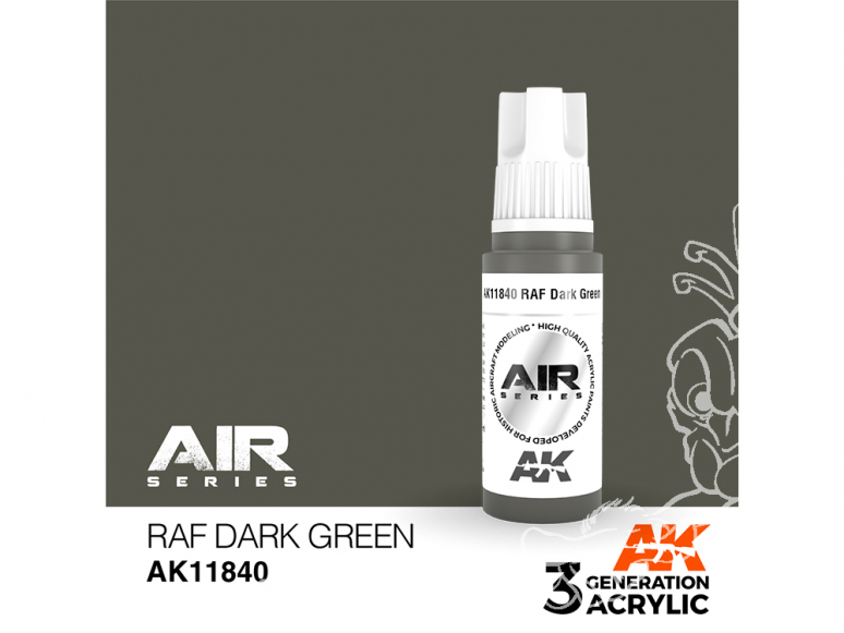 Ak interactive peinture acrylique 3G AK11840 RAF Dark Green - Vert foncé 17ml AIR