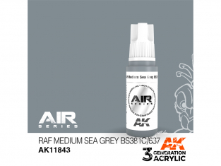 Ak interactive peinture acrylique 3G AK11843 RAF Medium sea grey BS381C/637 - Gris mer moyen 17ml AIR